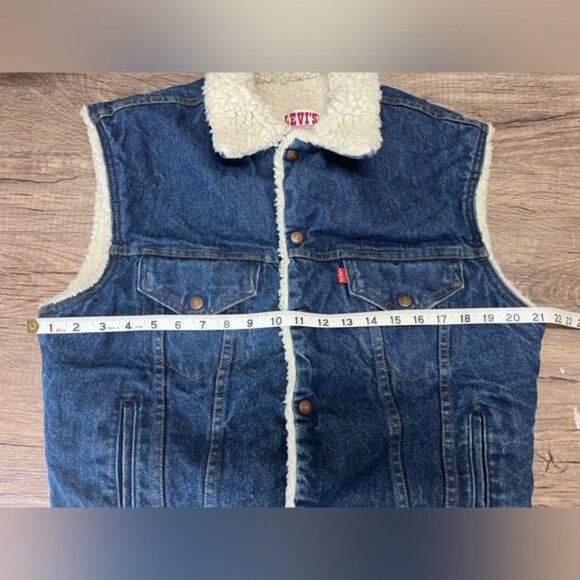 Vintage Levi’s Denim Sherpa Lined Trucker Vest Jacket Men M - Made in USA - Picture 6 of 9